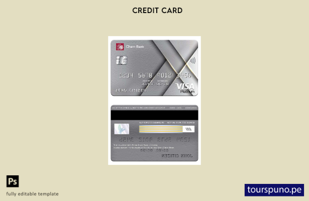listo para imprimir plantilla de tarjeta visa platino de Siria Cham Bank